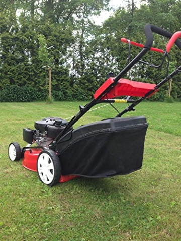 Benzin Rasenmäher 5 PS, 48cm, Radantrieb, inkl Mulchkit, 60 Liter Fangkorb - 