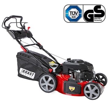 Benzin Rasenmäher BRAST 4 in 1 20174 POWER 3,7kW (5PS) Selbstantrieb GT Markengetriebe kugelgelagerte Big-Wheeler-Räder Stahlblechgehäuse Easy Clean - 