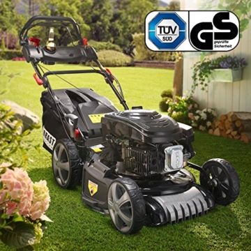 Benzin Rasenmäher BRAST 4 in 1 20196 SPEED 4,4kW (6PS) regelbare Antriebsgeschwindigkeit GT Markengetriebe kugelgelagerte Big-Wheeler-Räder Stahlblechgehäuse Easy Clean - 