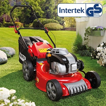 BRAST BENZIN ECO Rasenmäher Motormäher 2,5kW (3,4PS) Mäher Benzinmäher Trimmer kugelgelagerte Big-Wheeler-Räder Stahlblechgehäuse Easy Clean 46cm Schnittbreite - 