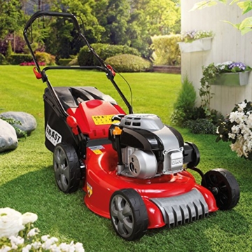 BRAST BENZIN ECO Rasenmäher Motormäher 2,5kW (3,4PS) Mäher Benzinmäher Trimmer kugelgelagerte Big-Wheeler-Räder Stahlblechgehäuse Easy Clean 46cm Schnittbreite - 