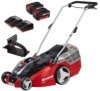 Einhell Akku Rasenmäher GE-CM 43 Li M Kit (Lithium-Ionen, 18 V, 4000 mAh, Schnittbreite 43 cm, 6-fache Schnitthöhenverstellung 25-75 mm, Fangbehältervolumen 63 l, inkl. 2 Akkus) -