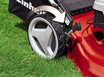 Einhell Benzin Rasenmäher GC-PM 46/2 S HW (1,9 kW, 139 cm³, 46 cm Schnittbreite, 70 l Fangsack, Mulchfunktion, Highwheeler) - 