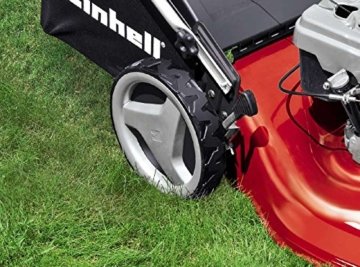 Einhell Benzin Rasenmäher GC-PM 46/2 S HW (1,9 kW, 139 cm³, 46 cm Schnittbreite, 70 l Fangsack, Mulchfunktion, Highwheeler) - 