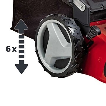 Einhell Benzin Rasenmäher GC-PM 51/2 S HW (2,7 kW, 173 cm³, 51 cm Schnittbreite, 70 l Fangsack, Mulchfunktion, Highwheeler) - 
