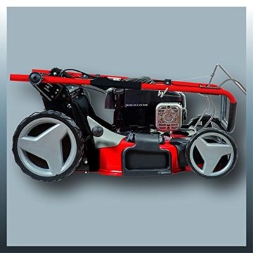 Einhell Benzin Rasenmäher GE-PM 48 S HW B&S (2 kW, 48 cm Schnittbreite, 75 l Fangsack, Hinterradantrieb, Mulchfunktion, Seitenauswurf, empfohlen bis 1600 m²) - 