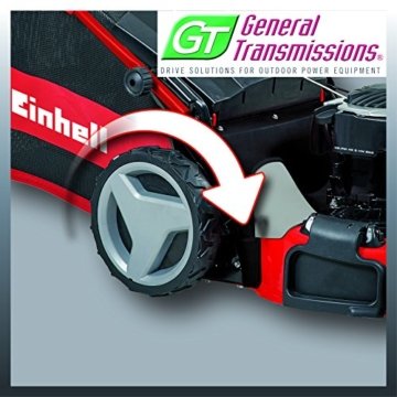 Einhell Benzin Rasenmäher GE-PM 48 S HW B&S (2 kW, 48 cm Schnittbreite, 75 l Fangsack, Hinterradantrieb, Mulchfunktion, Seitenauswurf, empfohlen bis 1600 m²) - 