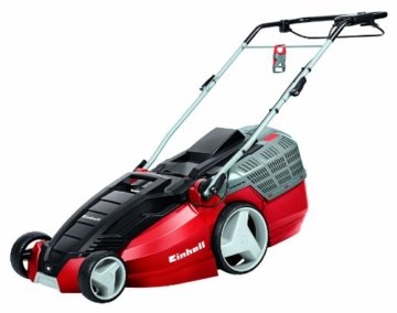 Einhell Elektro Rasenmäher GE-EM 1843 HW (1800 W, 43 cm Schnittbreite, 6-fache Schnitthöhenverstellung 25-75 mm, 63 l Fangbox, Highwheeler) -