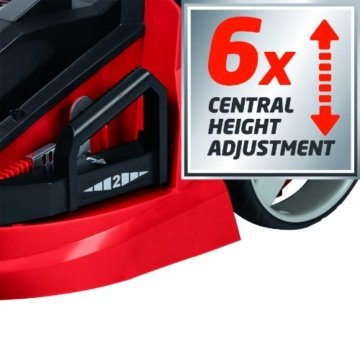 Einhell Elektro Rasenmäher GE-EM 1843 HW (1800 W, 43 cm Schnittbreite, 6-fache Schnitthöhenverstellung 25-75 mm, 63 l Fangbox, Highwheeler) - 