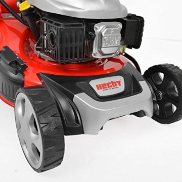 HECHT Benzin-Rasenmäher 548 SWE Benzin-Mäher mit Elektro-Start (5 PS Motorleistung, 46 cm Schnittbreite, 7-fache Schnitthöhenverstellung 25-75 mm, 60 L Fangsack) - 
