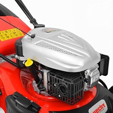 HECHT Benzin-Rasenmäher 548 SWE Benzin-Mäher mit Elektro-Start (5 PS Motorleistung, 46 cm Schnittbreite, 7-fache Schnitthöhenverstellung 25-75 mm, 60 L Fangsack) - 