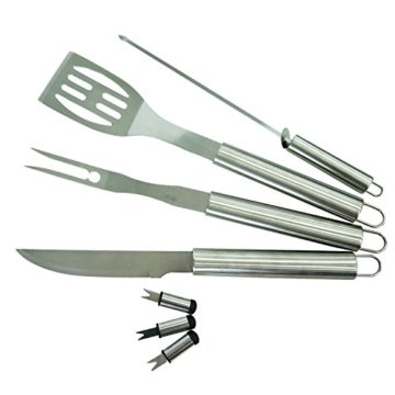 18 teiliges Grillbesteck Barbecue - Utensilien aus Edelstahl für den Grill mit Aluminiumkoffer - 