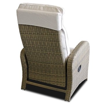 2 Stück Poly Rattan Gartensessel Relaxsessel Fernsehsessel Rattanstuhl Rattansessel Loungesessel mit Fußteil stufenlos verstellbar Grau/Beige + Auflage Beige Rattanmöbel Terrassenmöbel Balkonmöbel Gartenmöbel - 