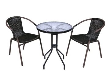 2er Set Bistrostuhl Stahlgestell Poly Rattan Gartenstuhl Stapelstuhl Balkonstuhl - 