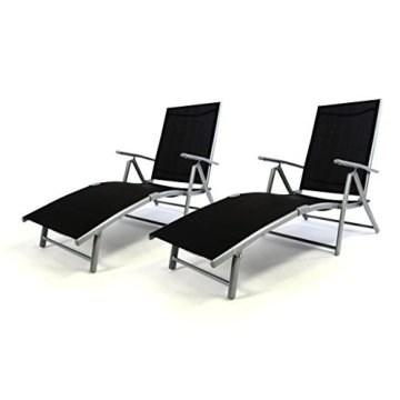 2er Set Klappliege Alu Textilene Sonnenliege Liegestuhl Campingliege schwarz klappbar -