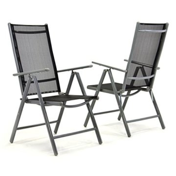 2er Set Klappstuhl Aluminium Komfortbreite Gartenstuhl Gartenstühle Klappstühle Alu schwarz -