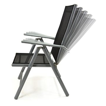 2er Set Klappstuhl Aluminium Komfortbreite Gartenstuhl Gartenstühle Klappstühle Alu schwarz - 
