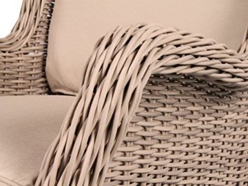 2er Set Polyrattan Sessel beige grau inkl Kissen Gartenstuhl Esszimmer hochwertig Polyrattansessel 2 Stück - 