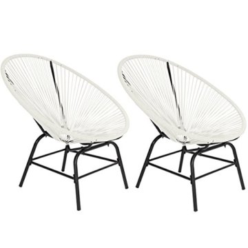 2x Poly-Rattan Gartensessel Suzano, Gartenstuhl Spaghetti Stuhl, 70er Retro-Design ~ weiß - 