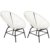 2x Poly-Rattan Gartensessel Suzano, Gartenstuhl Spaghetti Stuhl, 70er Retro-Design ~ weiß - 