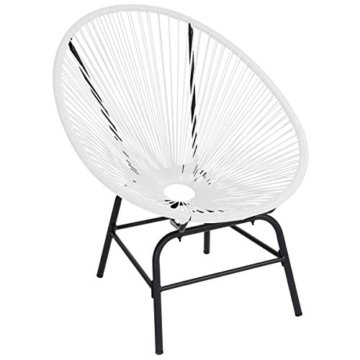 2x Poly-Rattan Gartensessel Suzano, Gartenstuhl Spaghetti Stuhl, 70er Retro-Design ~ weiß - 