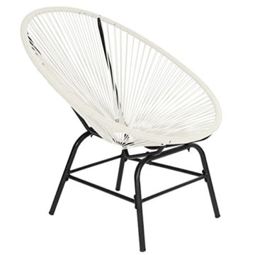 2x Poly-Rattan Gartensessel Suzano, Gartenstuhl Spaghetti Stuhl, 70er Retro-Design ~ weiß - 