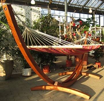 350cm XL Luxus Hängemattengestell mit Hängematte Gestell Lärche Holz mit bunter Stabhängematte ALICIA von AS-S - 