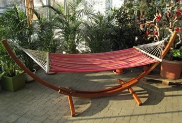 350cm XL Luxus Hängemattengestell mit Hängematte Gestell Lärche Holz mit bunter Stabhängematte ALICIA von AS-S -
