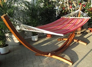 350cm XL Luxus Hängemattengestell mit Hängematte Gestell Lärche Holz mit bunter Stabhängematte ALICIA von AS-S - 