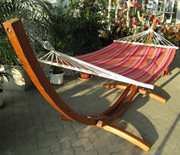 350cm XL Luxus Hängemattengestell mit Hängematte Gestell Lärche Holz mit bunter Stabhängematte ALICIA von AS-S - 