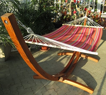 350cm XL Luxus Hängemattengestell mit Hängematte Gestell Lärche Holz mit bunter Stabhängematte ALICIA von AS-S - 