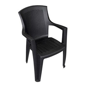 4 Stück Stapelstuhl Rattan Look Gartenstuhl Gartensessel Kunststoff Bistrostuhl Balkonmöbel Terrassenmöbel - Schwarz - 