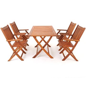 5tlg Sitzgarnitur Sydney Akazienholz Sitzgruppe Essgruppe Gartengarnitur Gartenmöbel Gartenset - 
