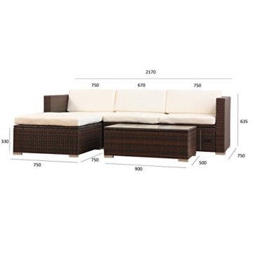 (6034) POLY RATTAN Lounge Braun Gartenset Sofa Garnitur Polyrattan Gartenmöbel - 