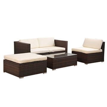 (6034) POLY RATTAN Lounge Braun Gartenset Sofa Garnitur Polyrattan Gartenmöbel - 