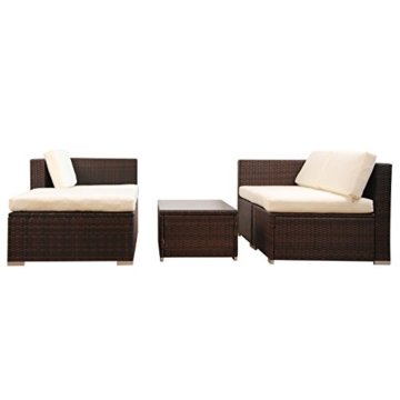 (6034) POLY RATTAN Lounge Braun Gartenset Sofa Garnitur Polyrattan Gartenmöbel - 