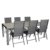7tlg. Gartengarnitur, Aluminium Gartentisch mit Polywood-Tischplatte Grau 205x90cm + 6x Aluminium-Hochlehner mit Textilenbespannung, 7-fach verstellbar, klappbar, anthrazit / Sitzgruppe Sitzgarnitur Gartenmöbel Terrassenmöbel -