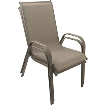 9tlg Gartengarnitur Sitzgruppe Gartenmöbel Set Aluminium Gartentisch mit Polywood Tischplatte 205x90cm Stapelstuhl pulverbeschichtet mit Textilenbespannung Champagner - 