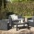 Allibert 219851 Lounge Set Merano (2 Sessel, 1 Sofa, 1 Tisch), Rattanoptik, Kunststoff, graphit - 
