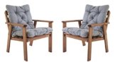 Ambientehome Gartensessel Loungesessel Sessel Gartenstuhl Massivholz inkl. Kissen HANKO, braun, 2-teiliges Set -
