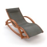 Ampel 24 Relax Schaukelstuhl Rio | 100% wetterfeste Gartenliege | vorbehandeltes Holz | mit Armlehnen | Bezug dunkelgrau -