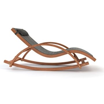 Ampel 24 Relax Schaukelstuhl Rio | 100% wetterfeste Gartenliege | vorbehandeltes Holz | mit Armlehnen | Bezug dunkelgrau - 