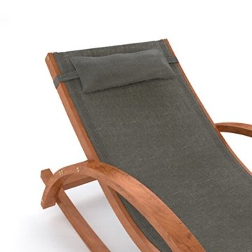 Ampel 24 Relax Schaukelstuhl Rio | 100% wetterfeste Gartenliege | vorbehandeltes Holz | mit Armlehnen | Bezug dunkelgrau - 