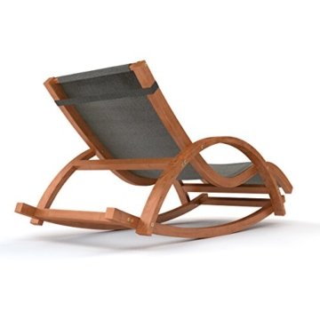 Ampel 24 Relax Schaukelstuhl Rio | 100% wetterfeste Gartenliege | vorbehandeltes Holz | mit Armlehnen | Bezug dunkelgrau - 
