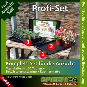 Anzucht-Set PRO - automatische Bewässerung. Topfplatte + Wasserwanne + Kapillarmatte -