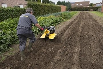 Benzin Gartenfräse / Kultivator 6 PS mit Pflug + 1 l Motoröl + 2 l Getriebeöl - 