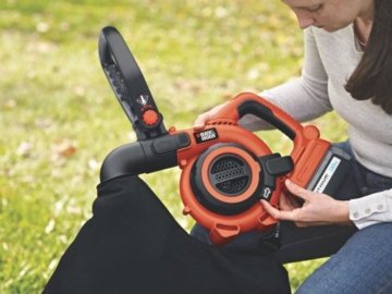 Black + Decker 2-in-1 36V 2.0Ah PowerSelect Akku-Laubsauger, integrierter Häcksler, Fangsack, Akku, Ladegerät GWC3600L20 - 