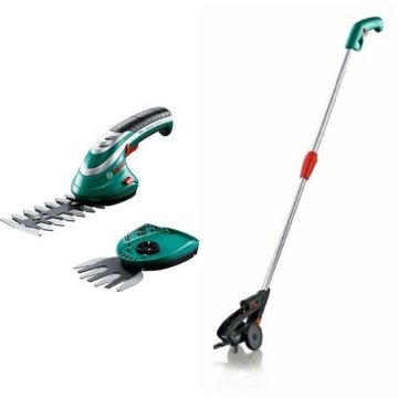 Bosch DIY Akku Gras- und Strauchscheren Set Isio + Teleskopstil -