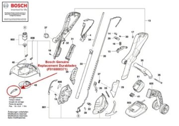 Bosch Genuine Durablade Klingen, für Bosch Rasentrimmer ART 23-18Li kabellos, Durchmesser 230 mm, 5 Stück, c/w STANLEY KeyTape Cadbury Schokoriegel - 