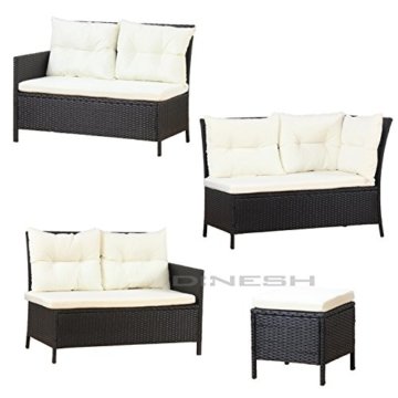 BOSTON Poly Rattan Gartenmöbel Schwarz Gartenset Lounge Sitzgruppe Gartengarnitur - 